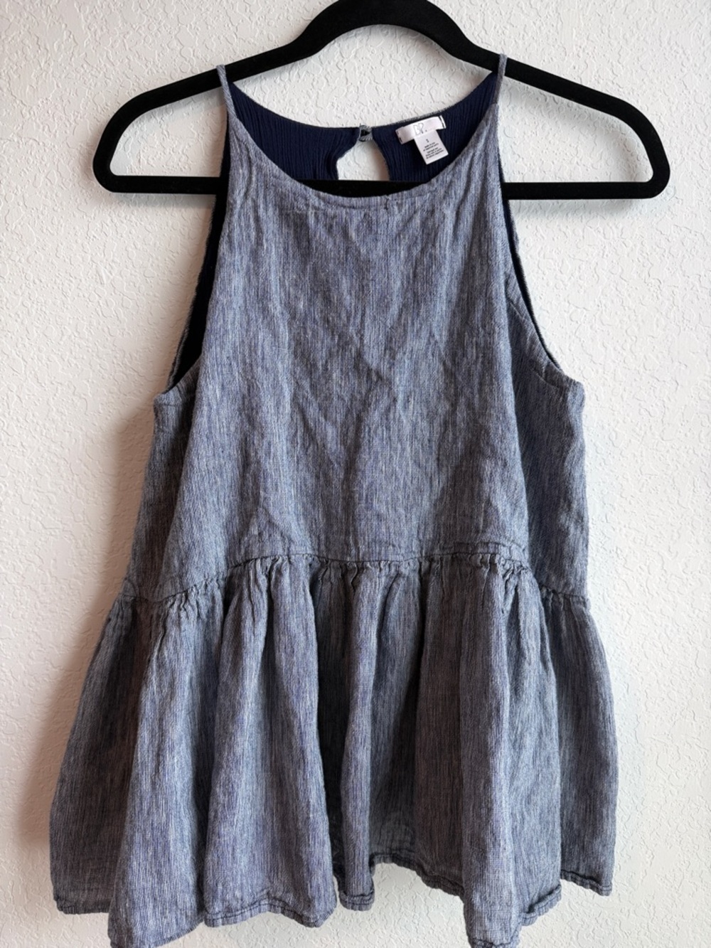 bp Navy Peplum Top